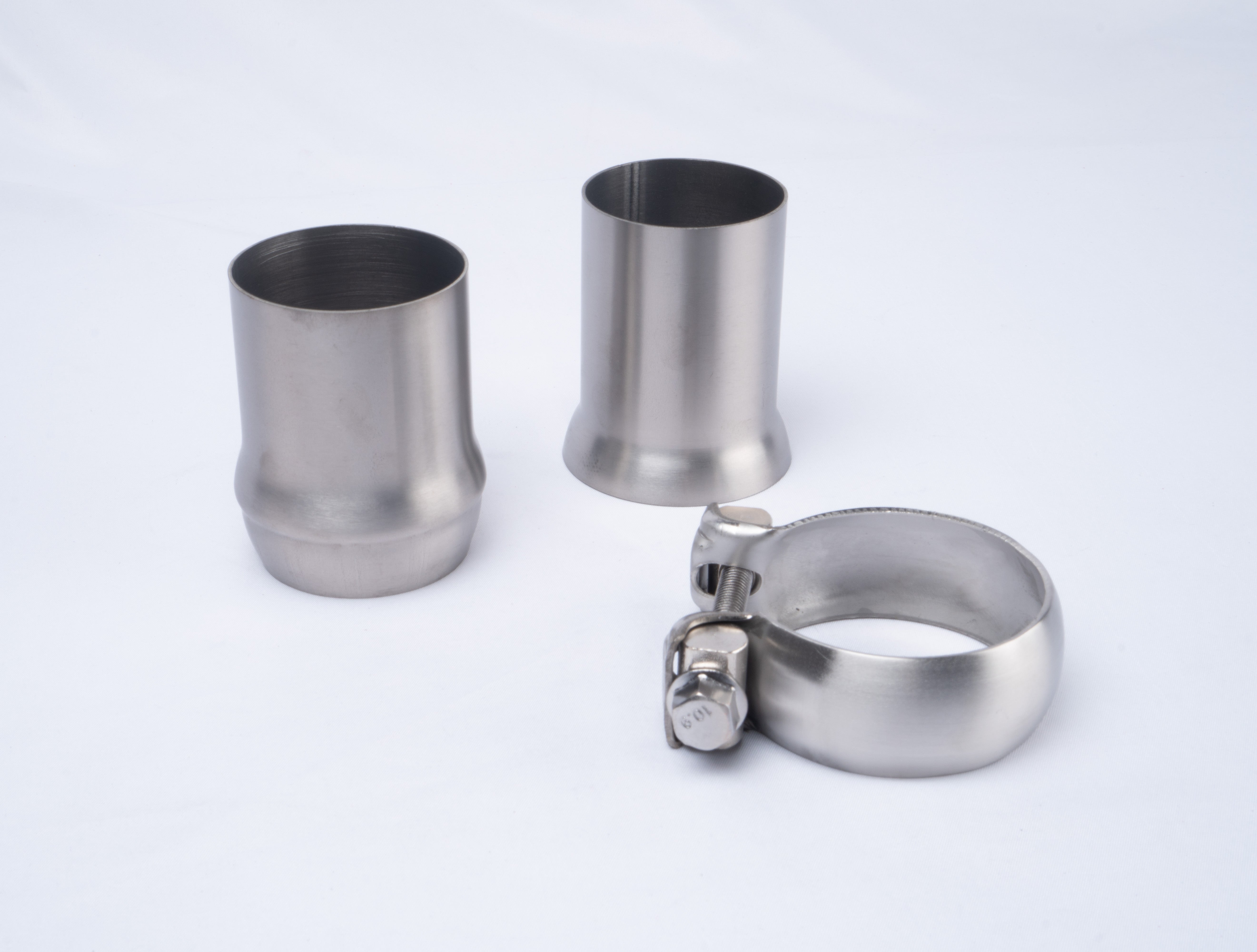 Titanium ball socket connector and clamp kit for exhaust fabrication