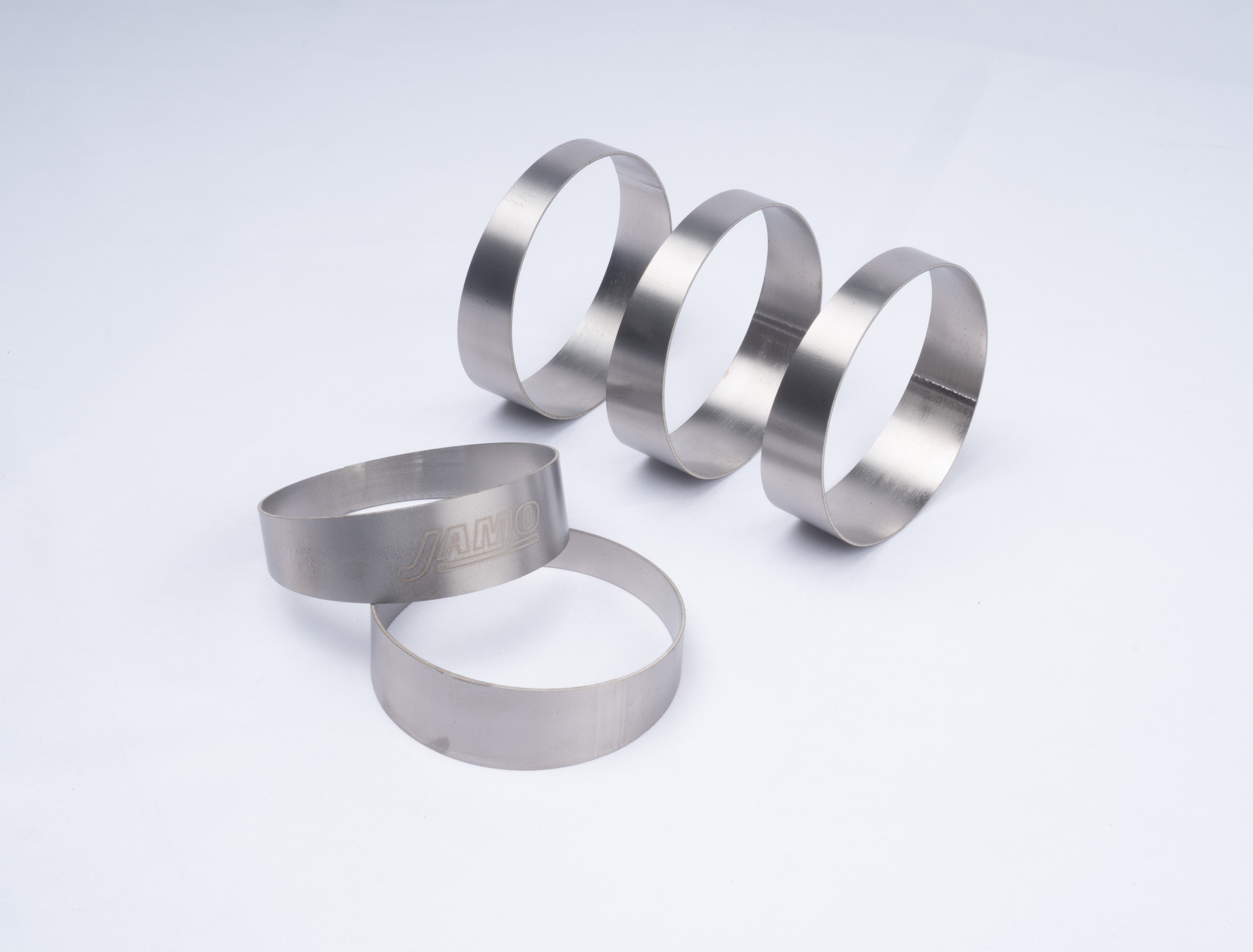 Titanium 3 inch pie-cut segments arranged as a 45 degree bend