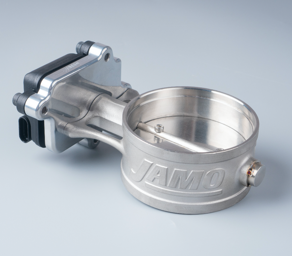 Side view of cast 304 stainless steel BMW actuator valve assembly